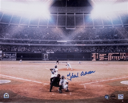 Hank Aaron Autographed 755th Home Run Photograph (MLB Authenticated)